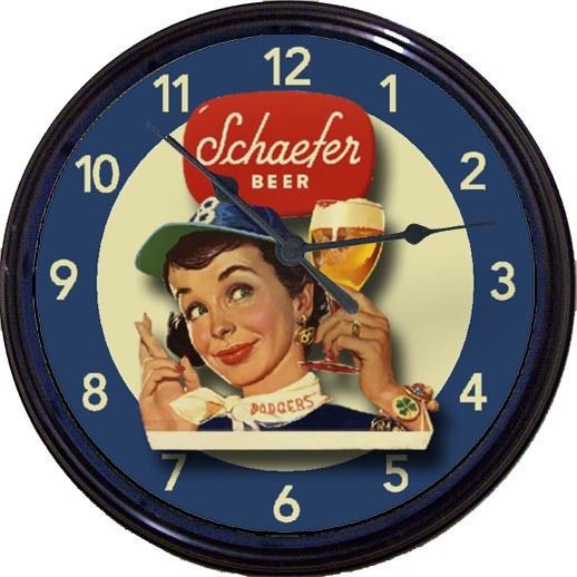 BROOKLYN DODGER SCHAEFER BEER WALL CLOCK EBBETS FIELD BASEBALL