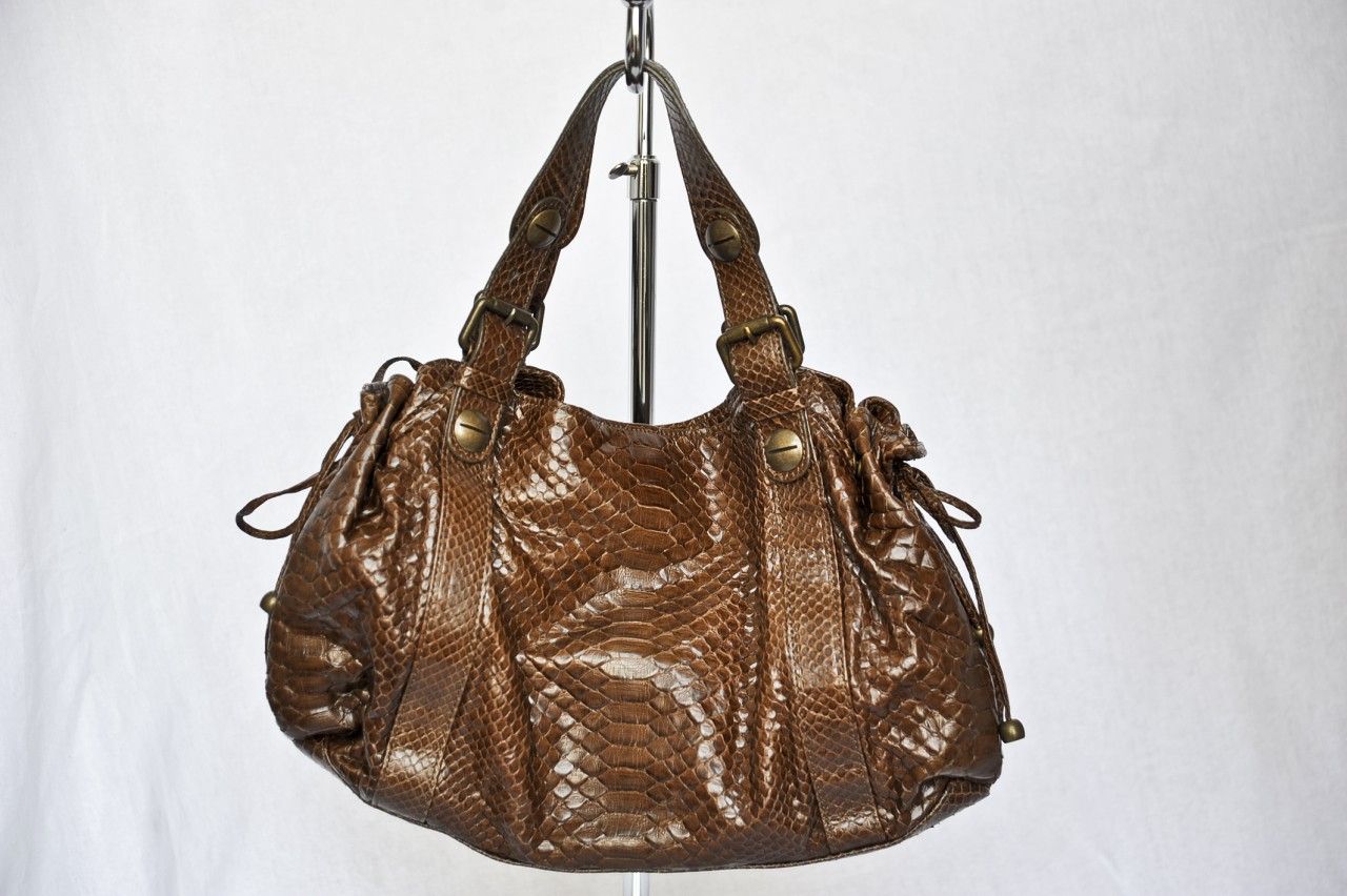 Gerard DAREL Brown Snakeskin 24 HR Hour Heures Shoulder Bag Purse