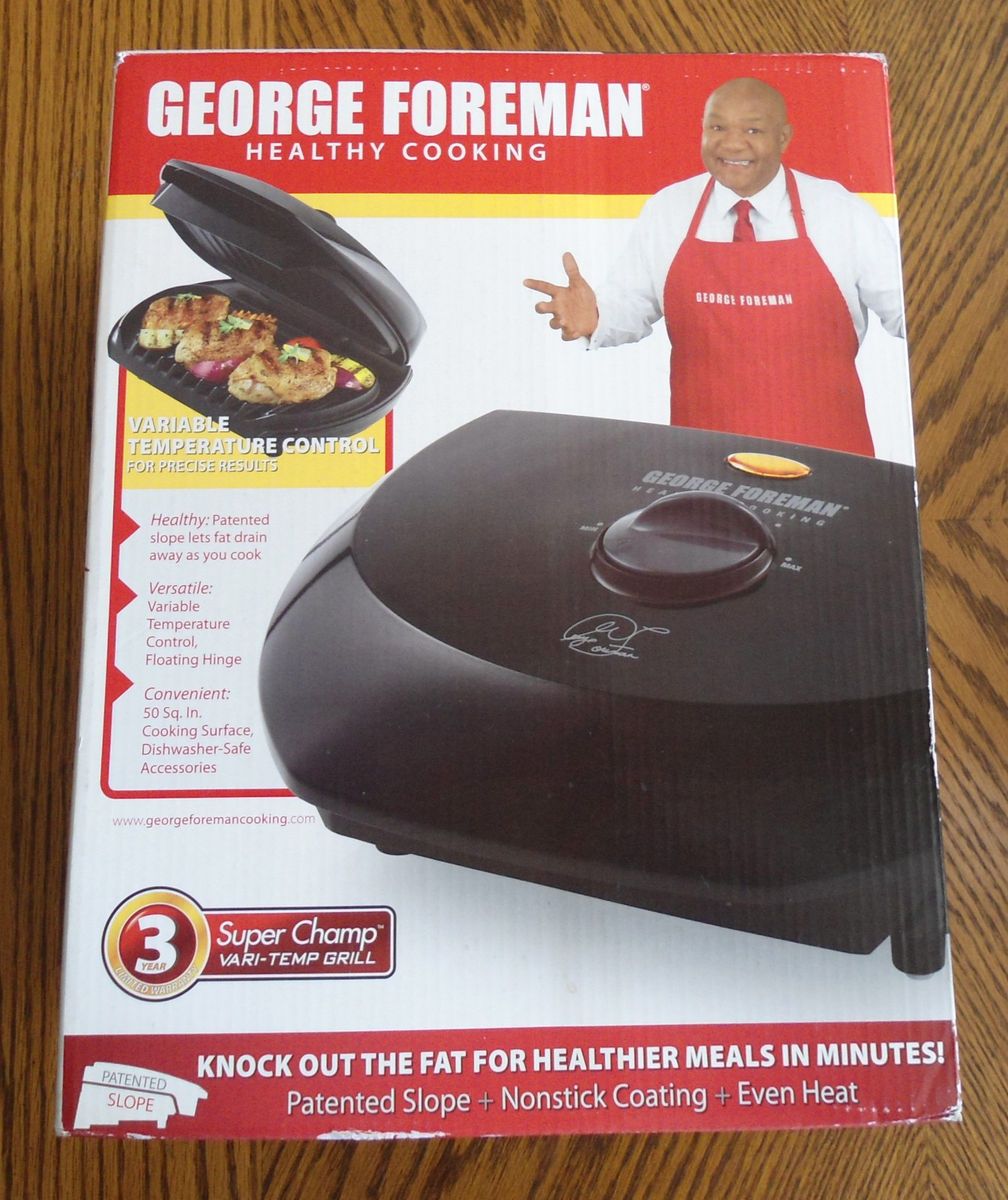 GEORGE FOREMAN SUPER CHAMP VARI TEMP GRILL GR50VB *NEW IN BOX*