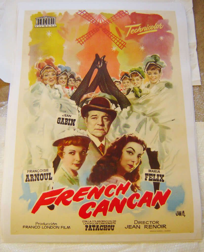 French Cancan Gabin Renoir Orig Movie Poster Linen 50s