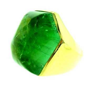 Elizabeth Gage 18K Green Tourmaline Ring