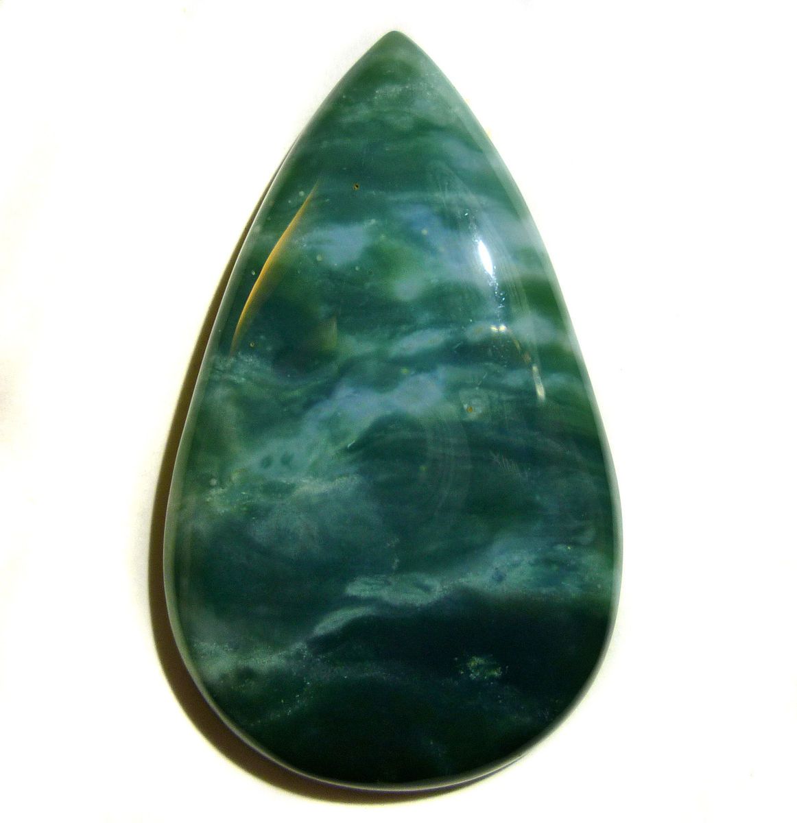 XLG 59mm Heliotrope Gem Bloodstone Pretty Green Teardrop Drop Cabochon