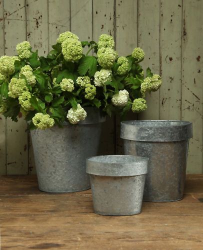 Set of 3 Metal Oval Galvanized Containers Garden Planters Flower Pots