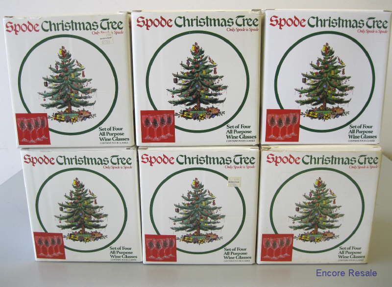 24 SPODE CHRISTMAS TREE GENERAL PURPOSE EVERYDAY WINE GLASSES OB