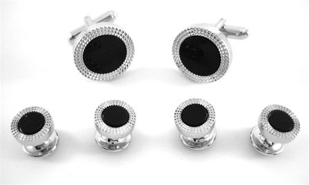 Geoffrey Beene Cufflinks Tux Stud Set Textured Circle