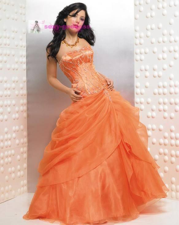 Glace Orange Yellow Wedding Dress Ball Party Gown Size 6 8 10 12 14 16