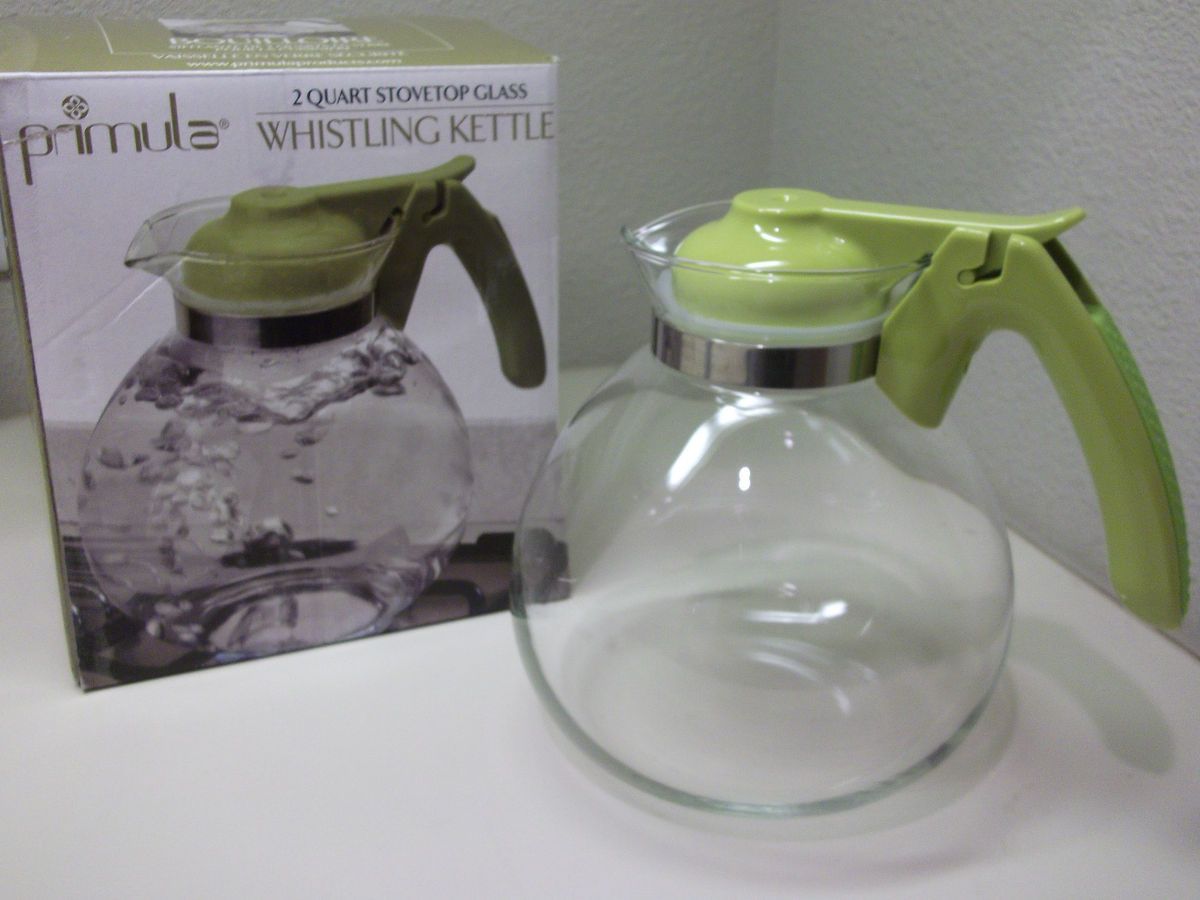  Bouilloire 2 Quart Stovetop Glass Whistling Tea Water Kettle