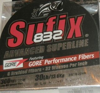 Sufix 832 Advanced Superline #30 LB 300 YD LO VIS GREEN T&Js TACKLE