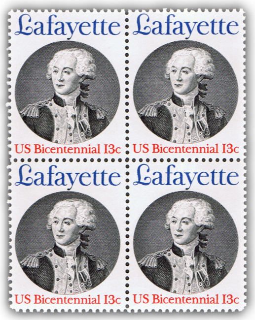 Marquis de Lafayette on U s Postage Stamps from 1977