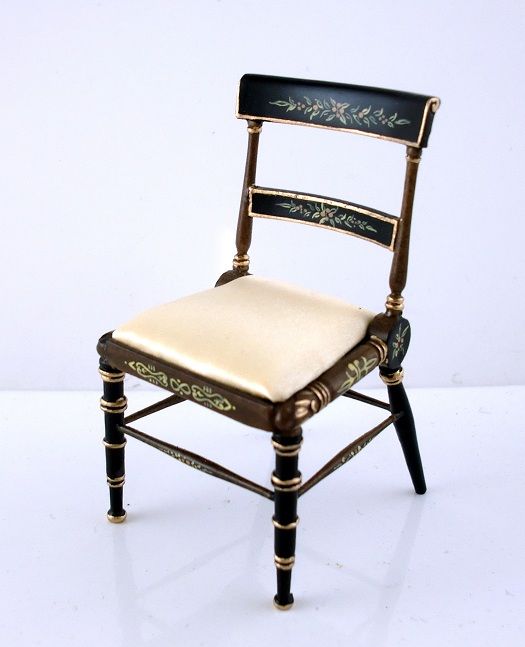 Dolls House Miniature Bespaq Finest Furniture Black Gold Chair