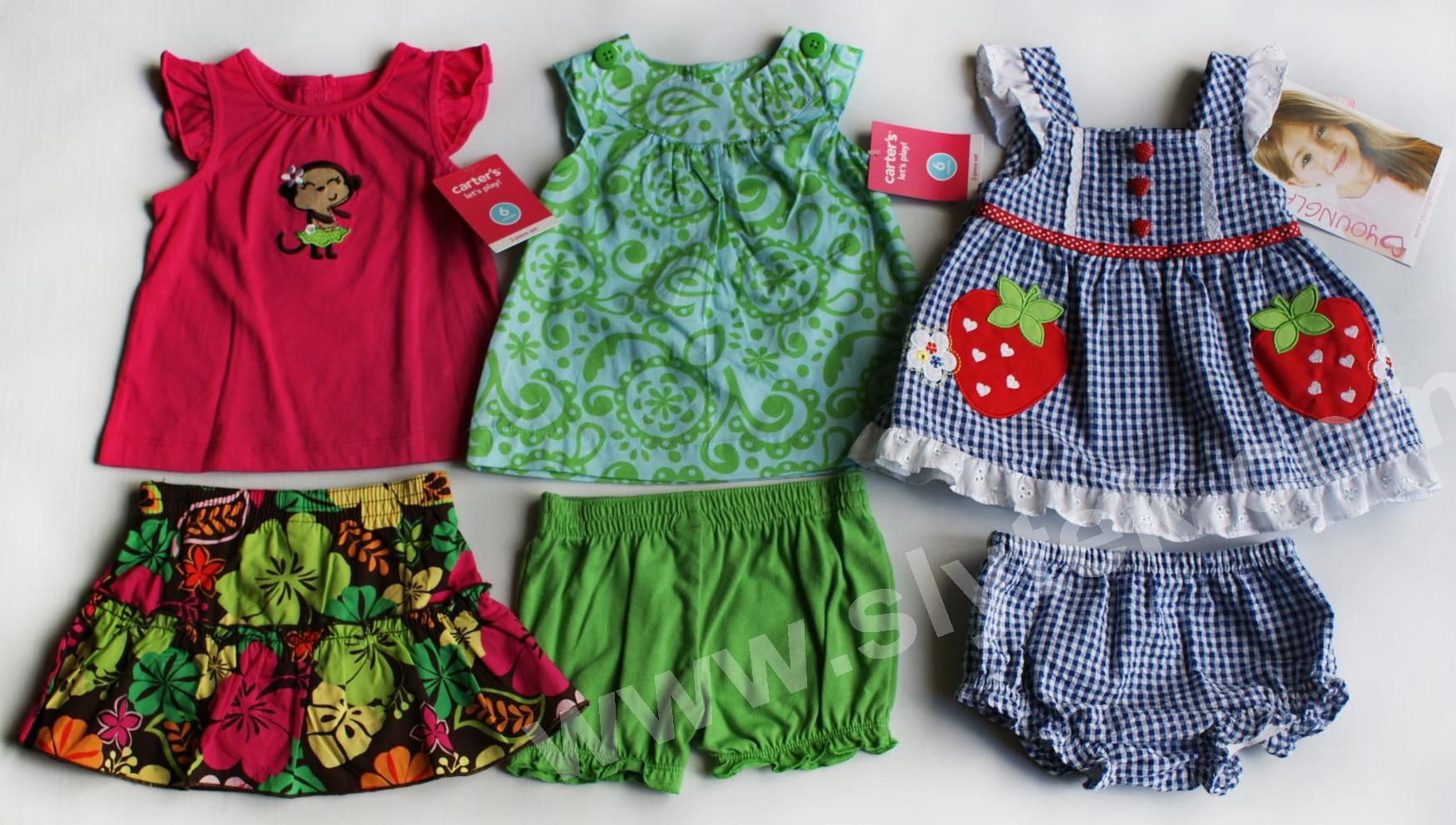 NWT Baby Girls Summer Clothes 6m Lot 6pc Carters Outfit NEW Dress