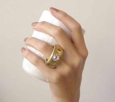 1x Elegant Faux Diamond Gold Ring Coffee Cup Mug Cute