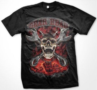 Gear Head Skull Chain Gothic Fantasy Tees Mens T Shirt