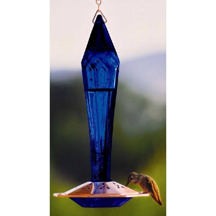 Schrodt Faceted Decorative Glass Hummingbird Feeder