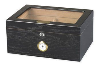 Milano Glass Top Cigar Humidor Black Oak 75 100 Ct