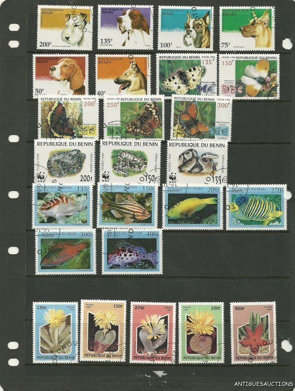 66 All Different Benin Stamps 1995 1997