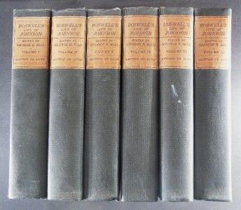 Complete 6 Volume Set of Boswells Life of Johnson Bigelow Brown C1900