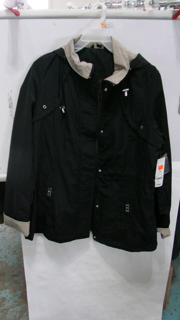 Womens George Hooded Winter Coat Medium Black 8 10 New with Tags