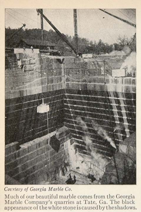 1928 Print Georgia Marble Company Tate Rock Quarry