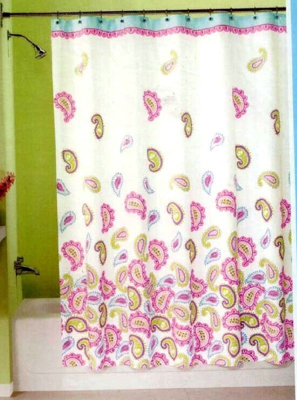 Shower Curtain Peri Pastel Graphic Paisley Mod Fun Pink Purple Blue