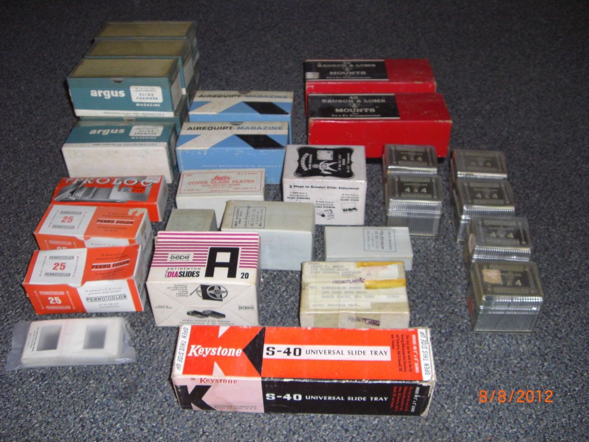 Large Lot Photo Slides Mounts Binders Glass Trays