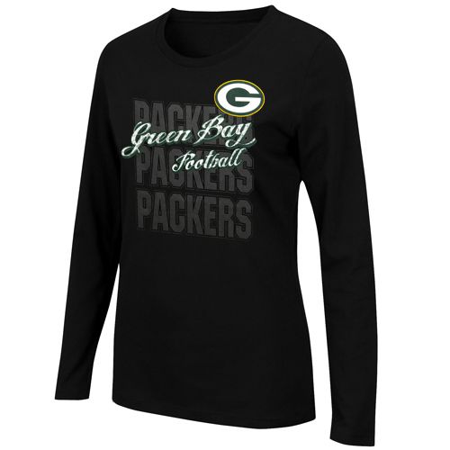 Green Bay Packers Ladies Gamer Gear Long Sleeve T Shirt Black