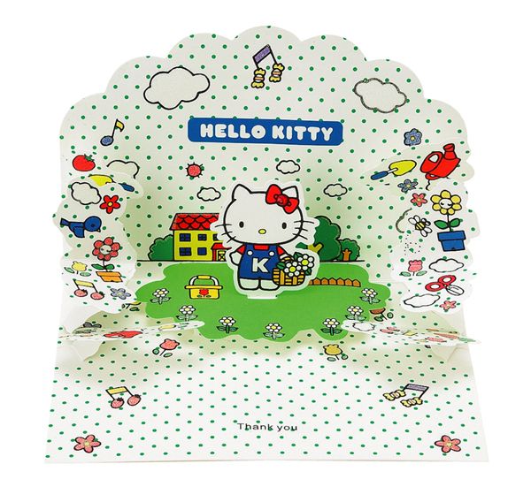 Sanrio Hello Kitty Greeting Card Pop Up 3D Thank You Garden
