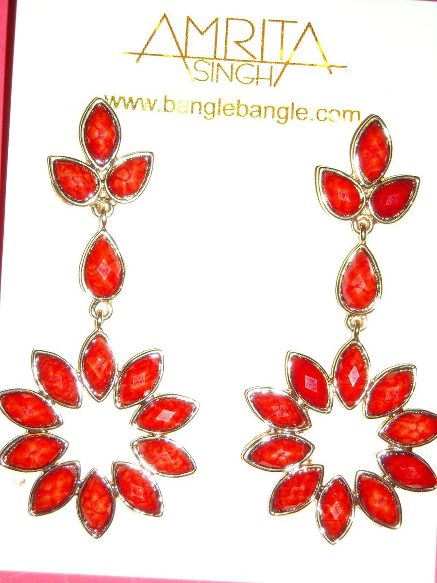 Amrita Singh Greenport Earrings Coral New with Tags Color of The