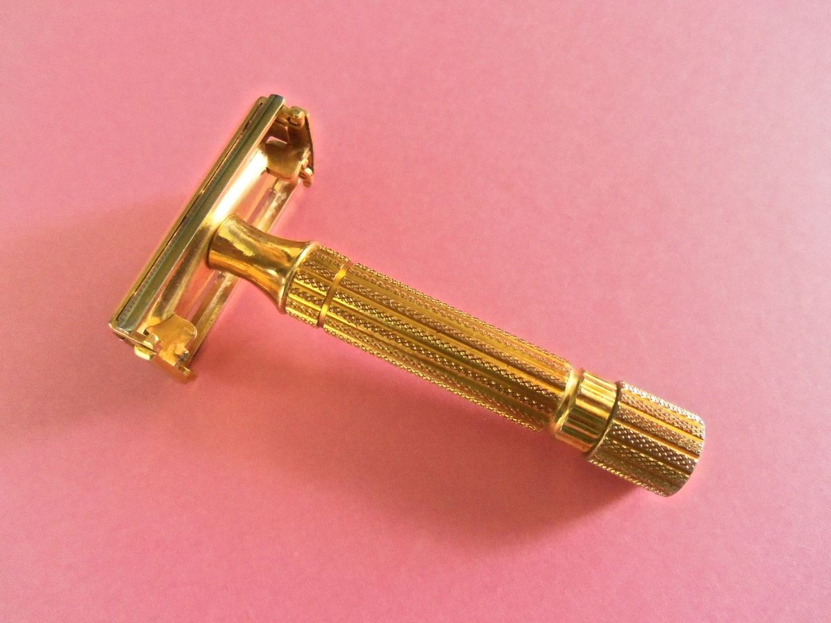 Vintage Gillette Double Edge Safety Razor Goldtone USA