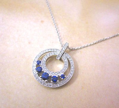 Bankruptcy 78 Off Best Quality 18K White Gold Diamond Sapphire Pendant