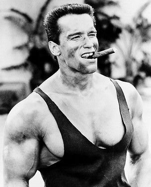 arnold schwarzenegger commando in vest b w poster print time