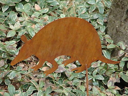 metal garden stake yard lawn ornament rusty armadillo time left