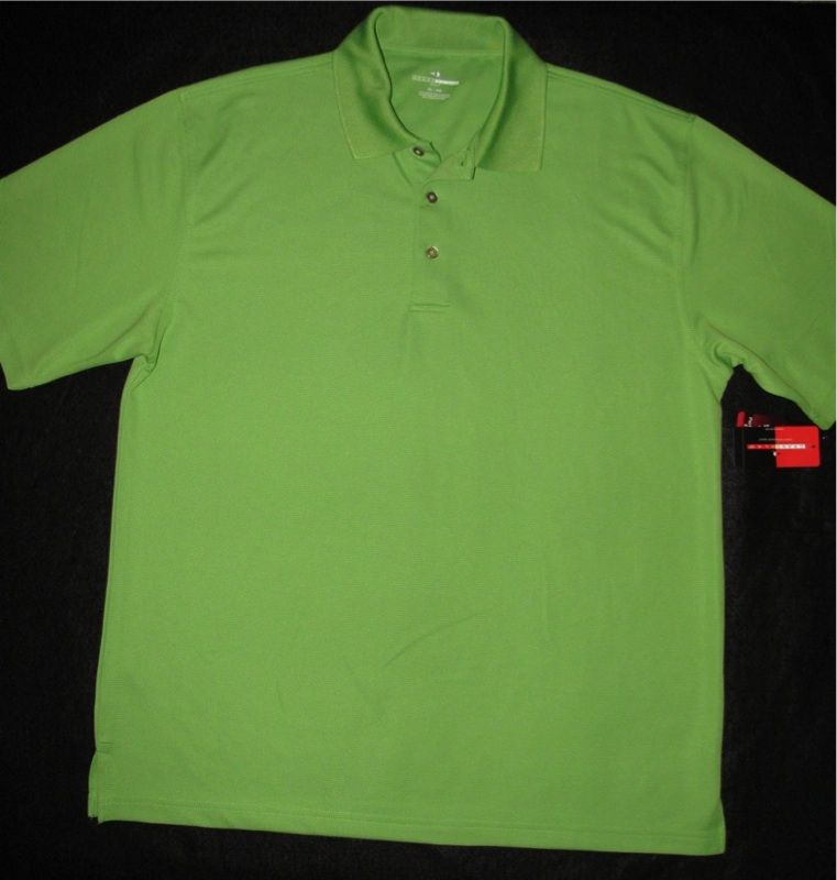 Grand Slam Golf Perf Logo Green Wicking Ribbed Comfort Polo Shirt Mens