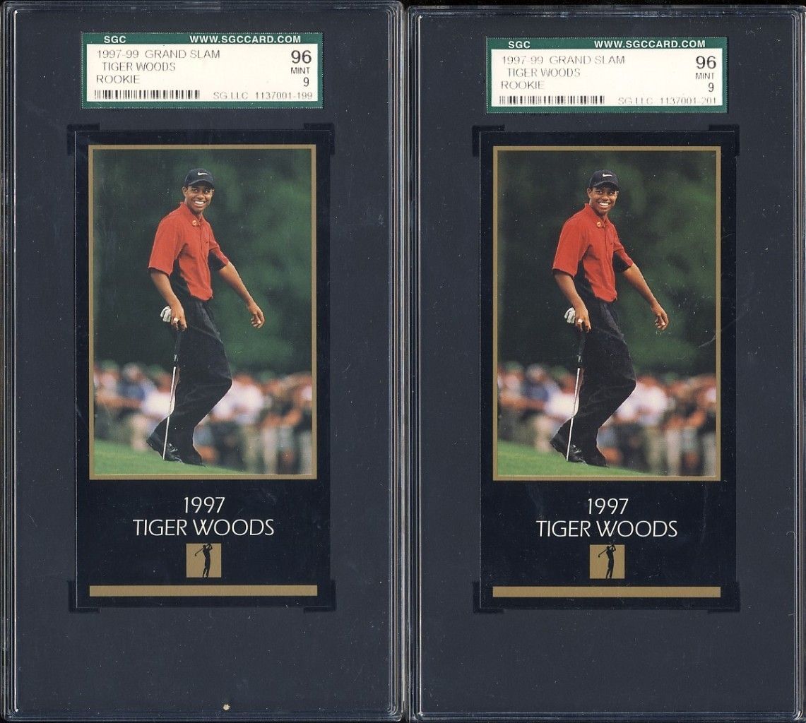 1997 99 GRAND SLAM TIGER WOODS RC ROOKIE GOLD SGC 96 PSA 9 NIKE RARE L