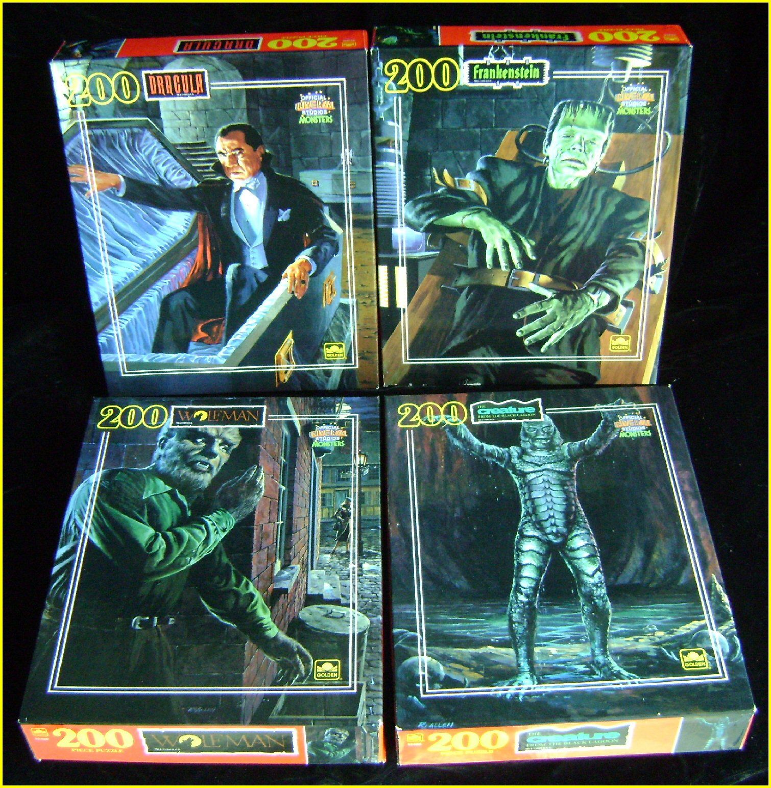 RARE Universal Monsters Dracula Frankenstein Wolfman Creature 4 Puzzle