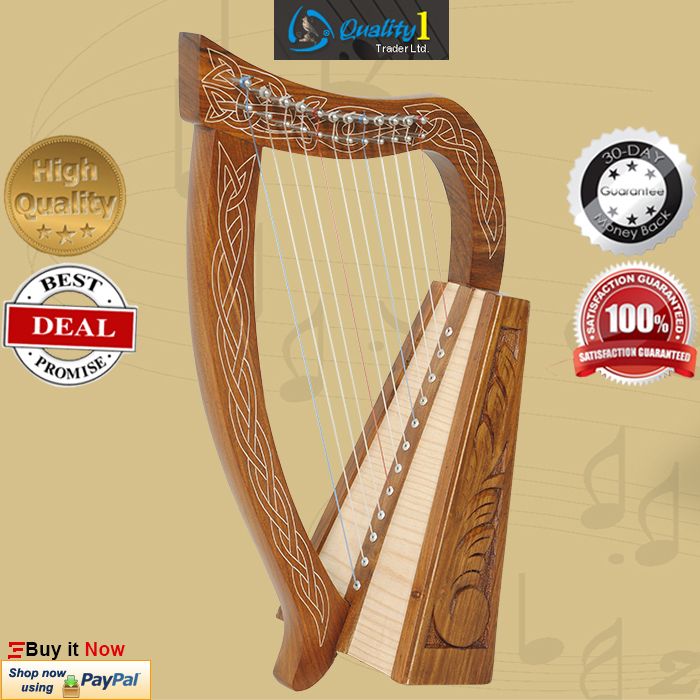  12 String Baby Harp with Case and Tuning Key