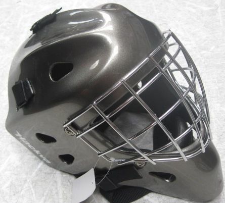 Hackva Hockey Goalie Goal Face Mask Helmet Medium Gun Metal Chrome