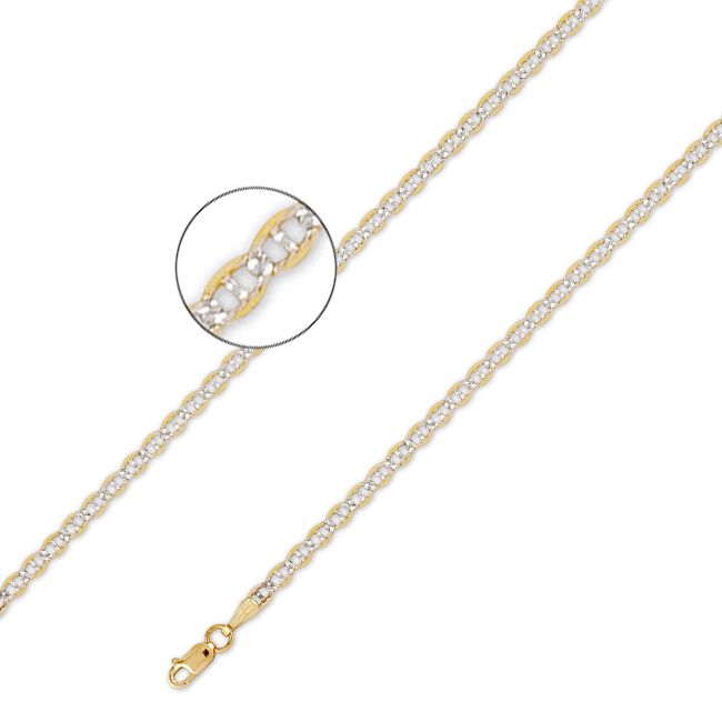 10K Yellow 2 Tone Gold Mariner Chain Necklace 2 9mm 24