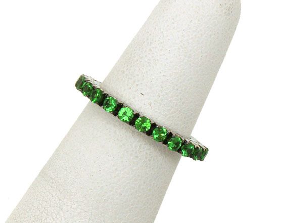 Valente Italian Sigend 18K Gold Green Garnet Flex Band Ring Retail $