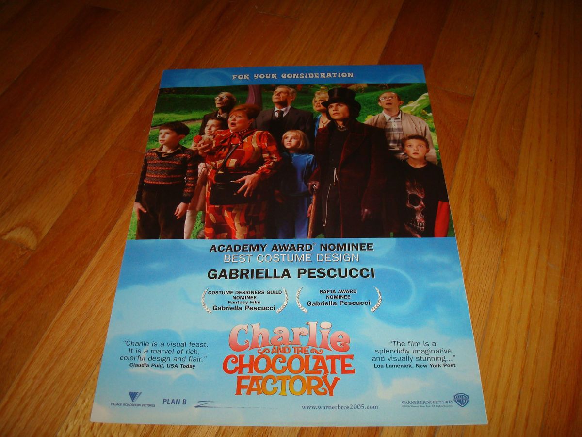 CHARLIE & CHOCOLATE FACTORY Oscar ad Johnny Depp cast Willy Wonka Tim