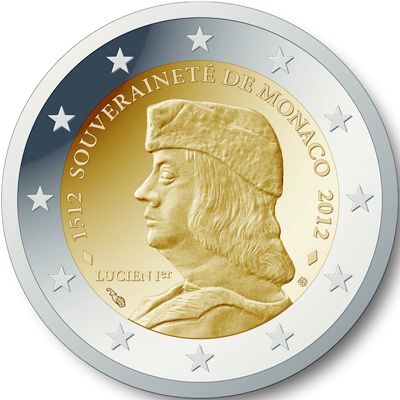 Monaco 2 Euro 2012 Commemoraive  Lucien Grimaldi  UNC