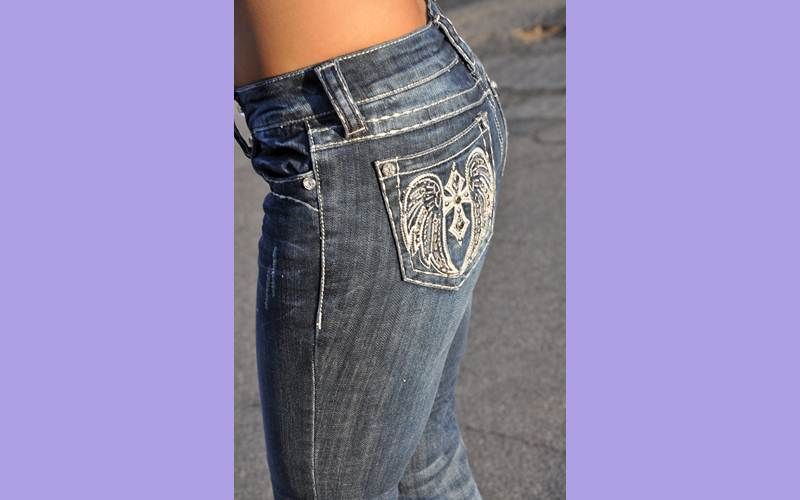 Grace in La Skinny Jeans Dark Blue Wing Design Fastn