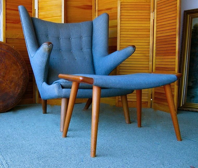 Hans J Wegner Papa Bear Chair Ottoman Teak Danish Modern Original