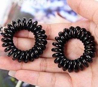   100pcs black Telephone Wire Cord Girl Elastic head Ties Hair Bands 2