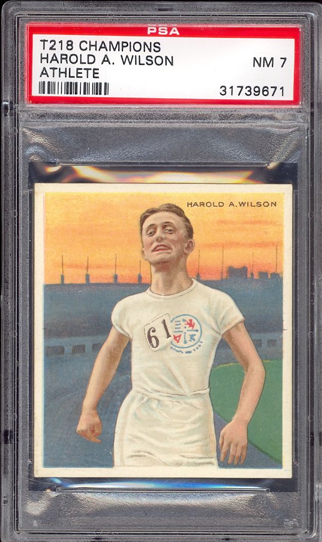 1910 T218 HASSAN CHAMPIONS HAROLD A. WILSON PSA 7 RUNNER CIGARETTES