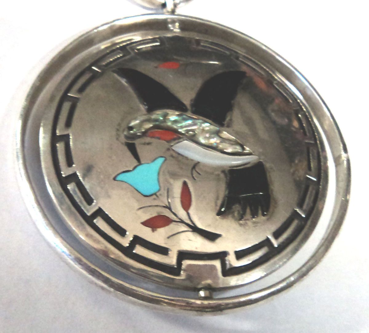 Jacob Jake Livingston Hummingbird Cardinal Spinner Pendant Navajo Zuni