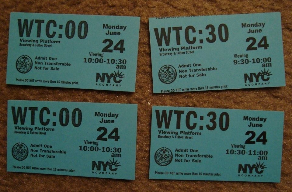  Trade Center   WTC   9/11   4 Ground Zero viewing platform tickets