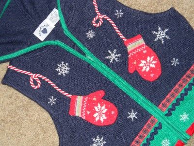 Hartstrings Girls Size 10 12 Hooded Sleeveless Ugly Christmas Sweater