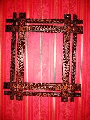 ornate antique tramp art picture frame  45