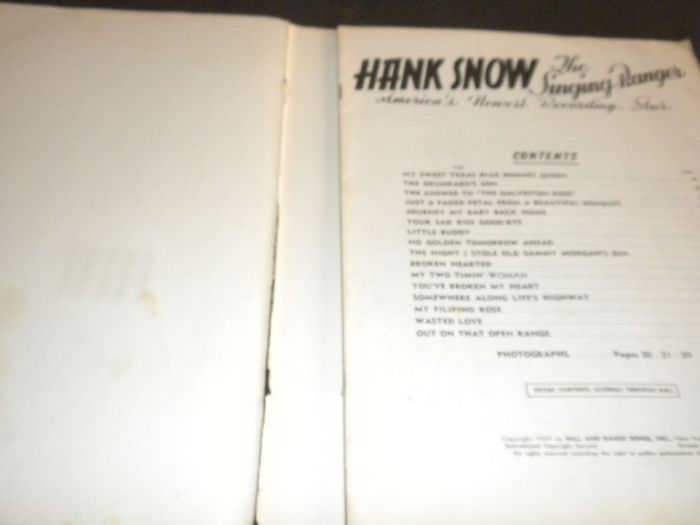 1949 hank snow the singing ranger music book americas newest recording